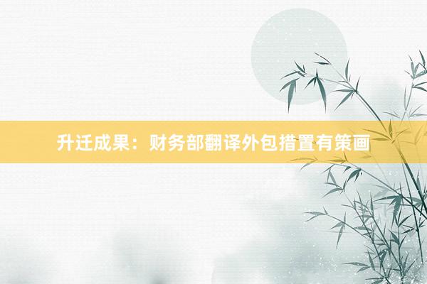 升迁成果：财务部翻译外包措置有策画